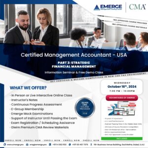 Certified Management Accountant CMA Part 2 Strategic Financial Management, Dubai, UAE