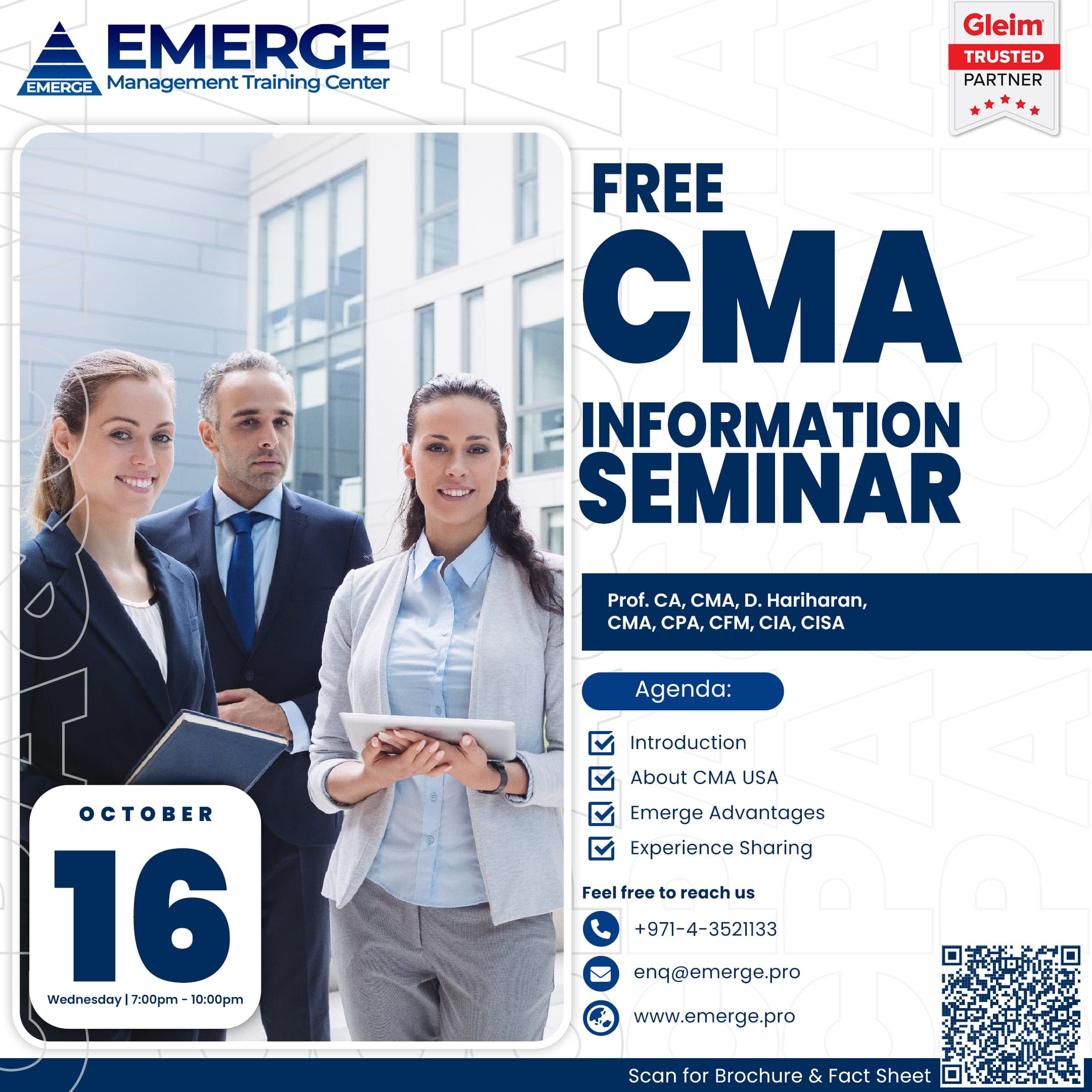 Free CMA Information Seminar 16 Oct 2024, Dubai, UAE