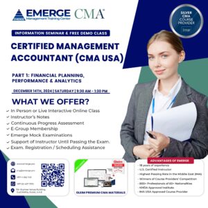 Emerge Management Training Center is organizing CMA USA Part 1 on December 14 2024, Dubai.